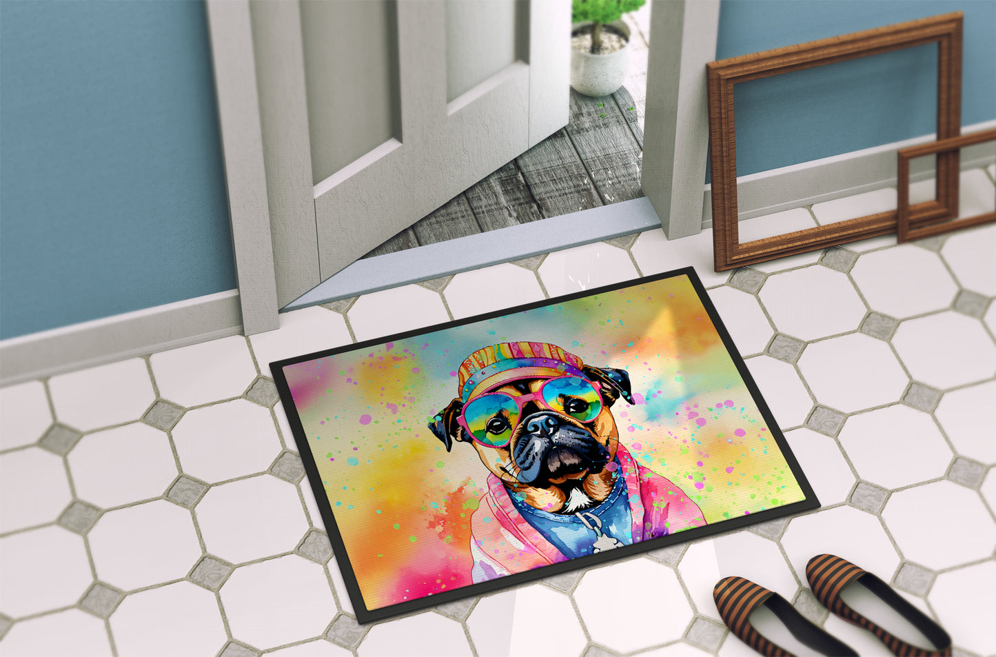 Pug Hippie Dawg Doormat