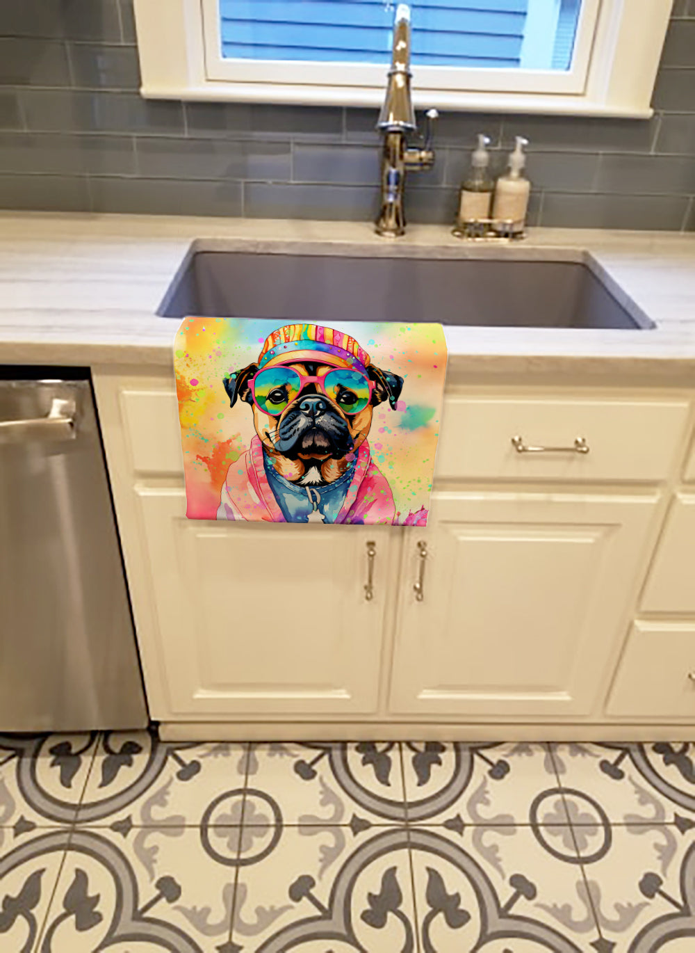 Pug Hippie Dawg Kitchen Towel