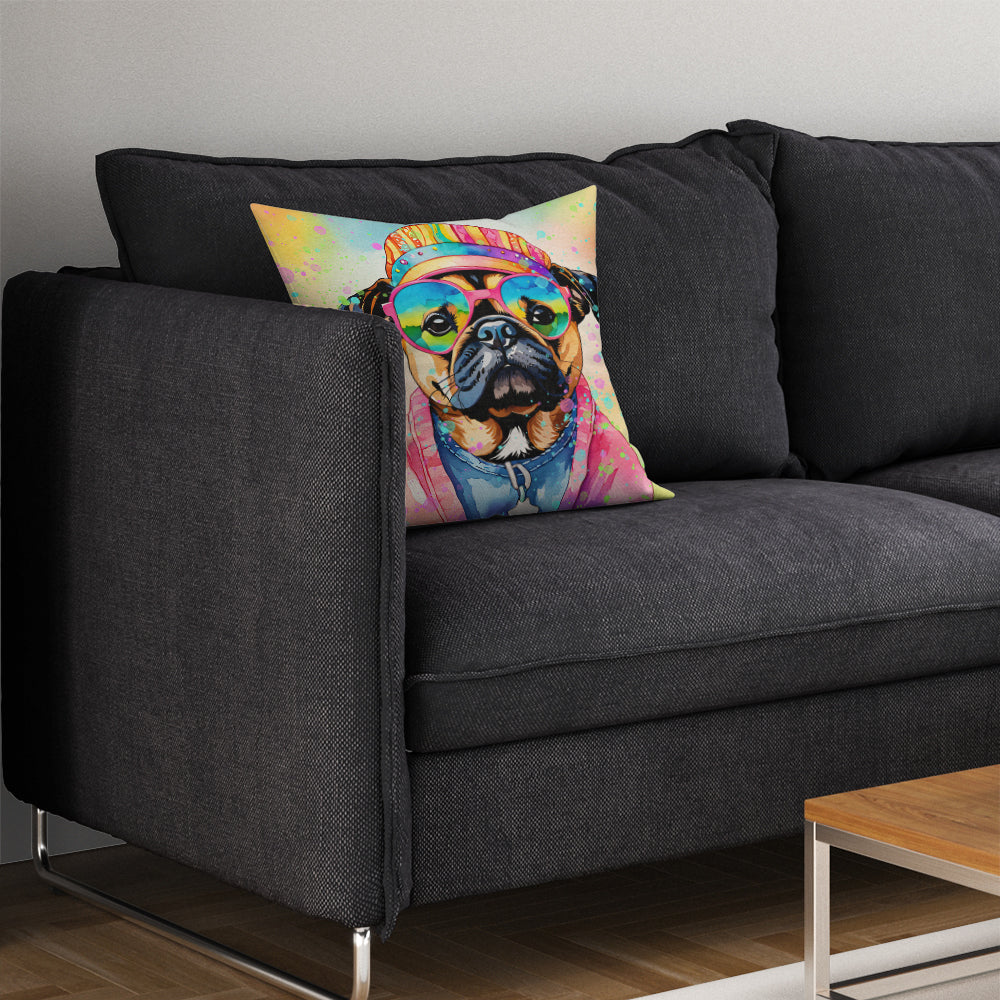 Pug Hippie Dawg Throw Pillow