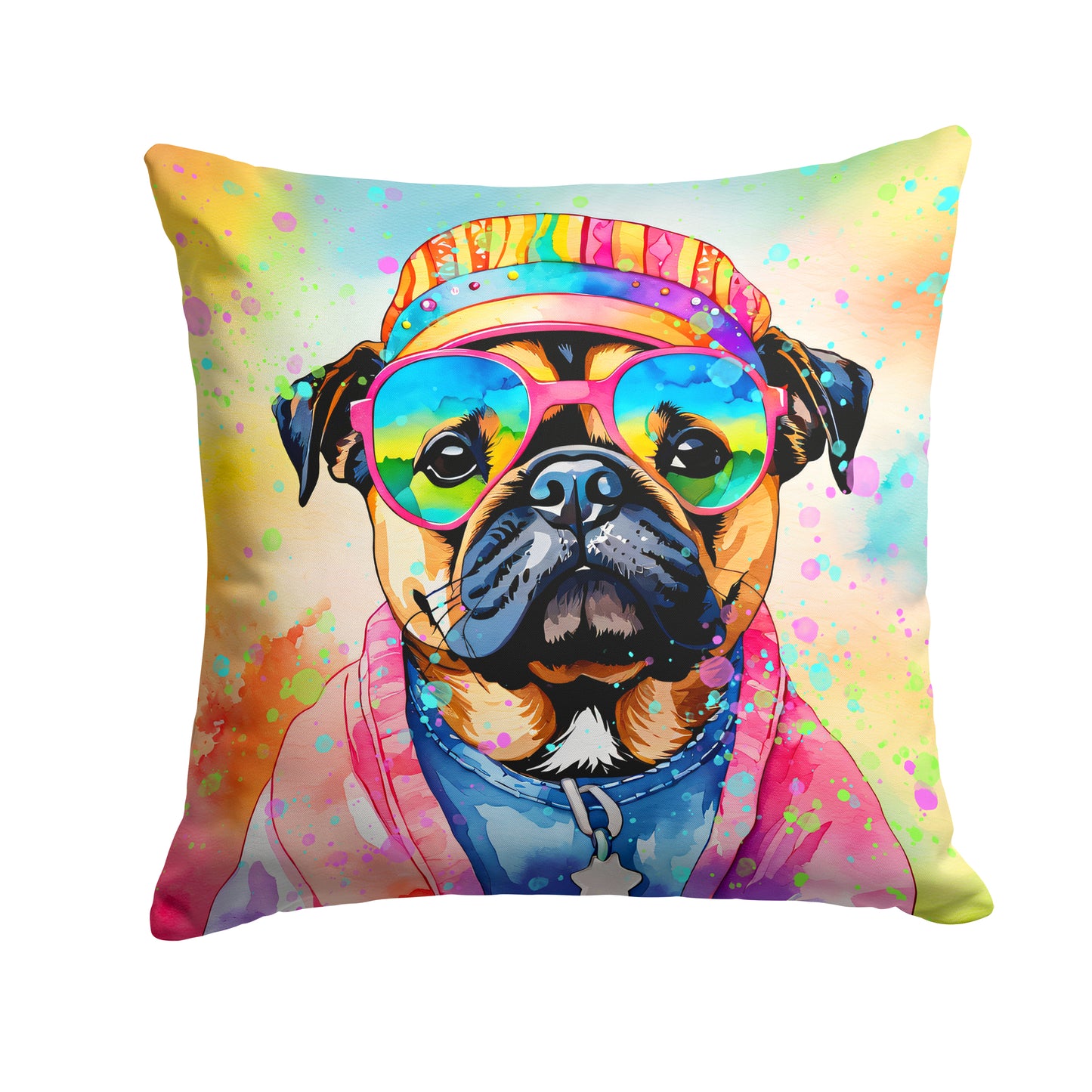 Buy this Pug Hippie Dawg Throw Pillow