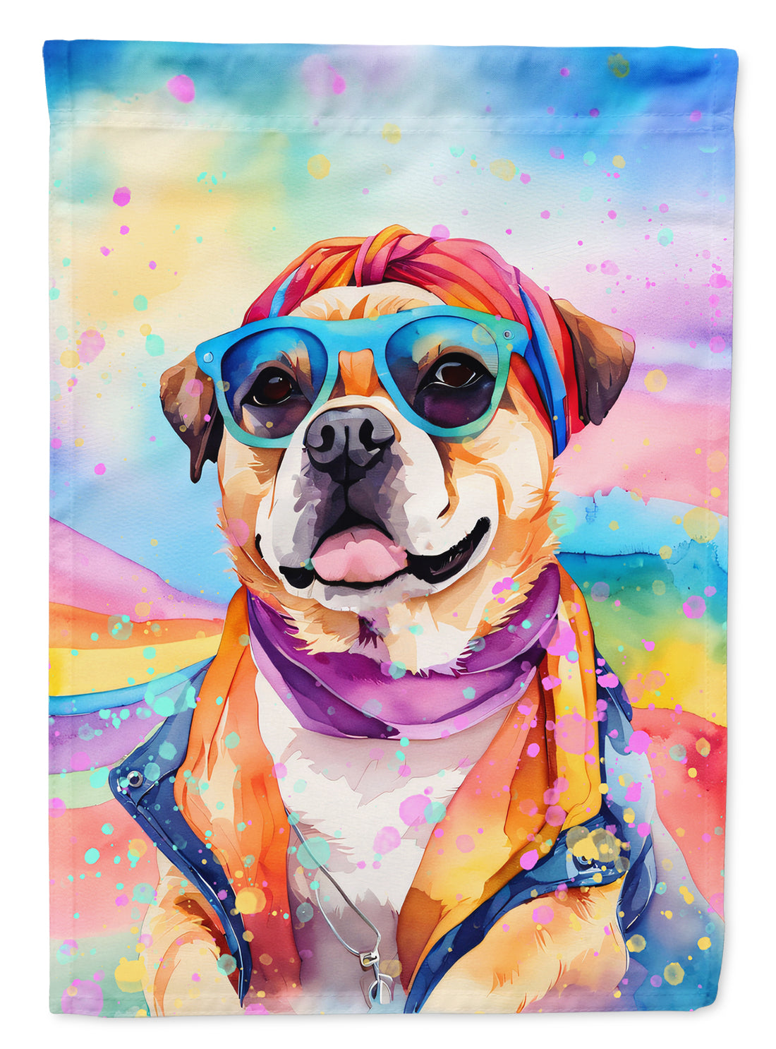 Buy this Pug Hippie Dawg House Flag