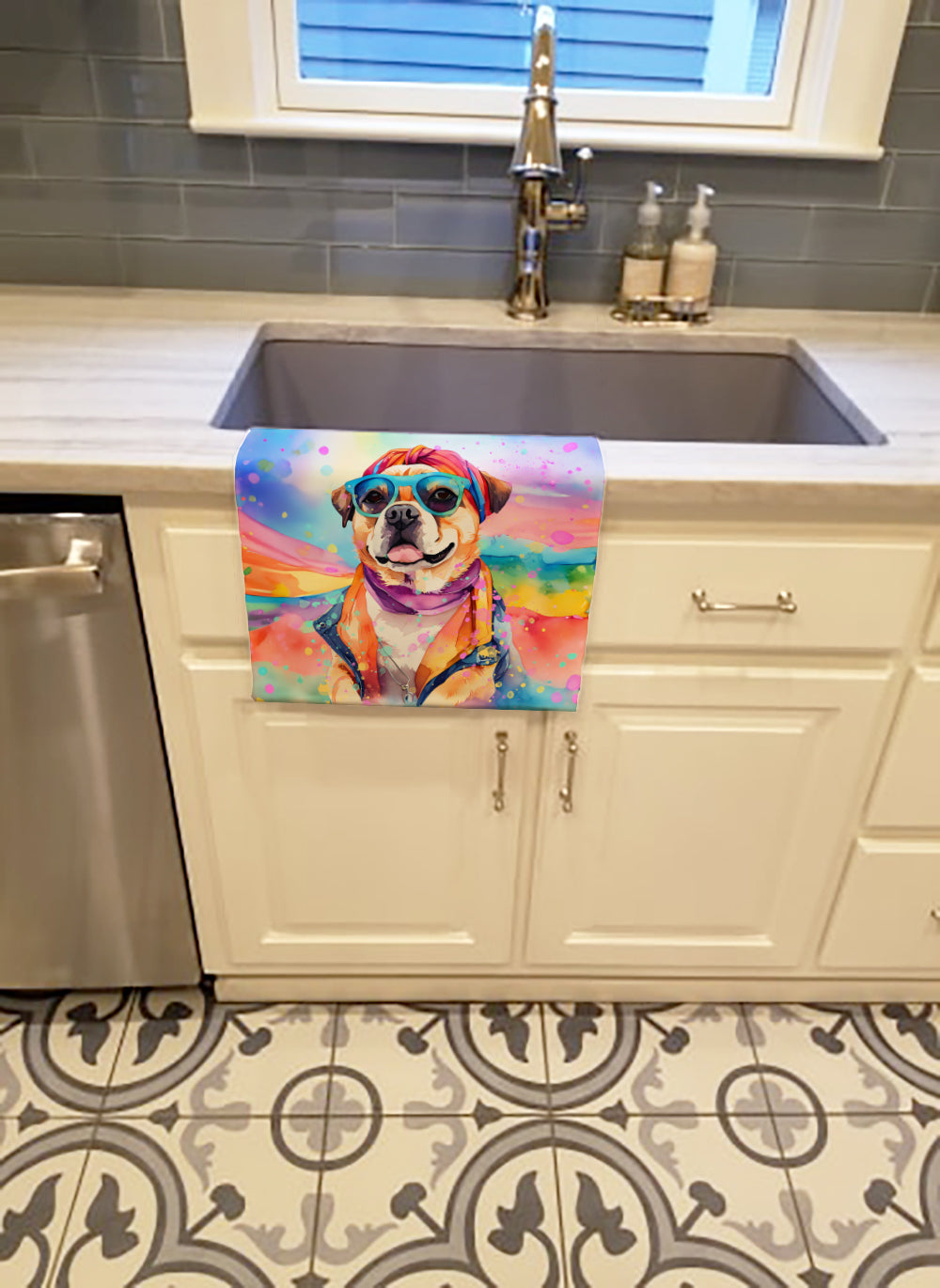 Pug Hippie Dawg Kitchen Towel