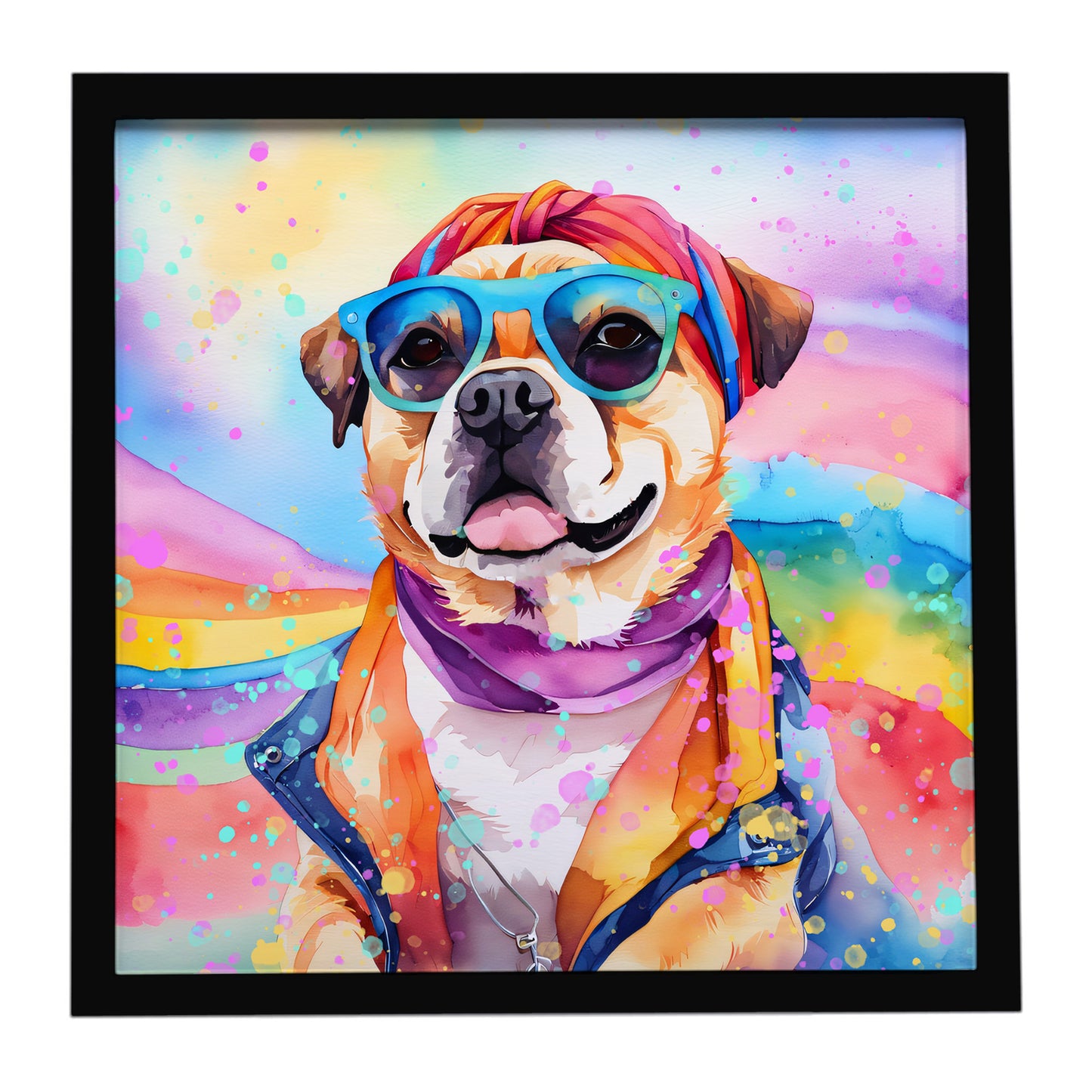Buy this Pug Hippie Dawg Framed Metal Print
