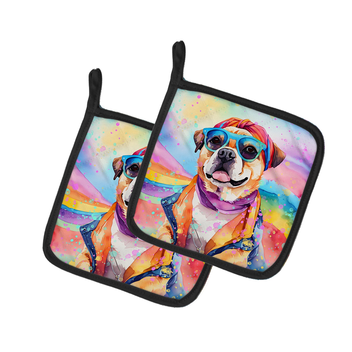 Buy this Pug Hippie Dawg Pair of Pot Holders