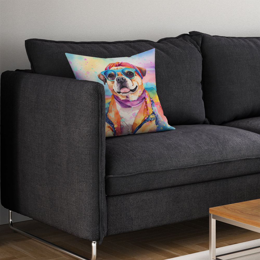 Pug Hippie Dawg Throw Pillow