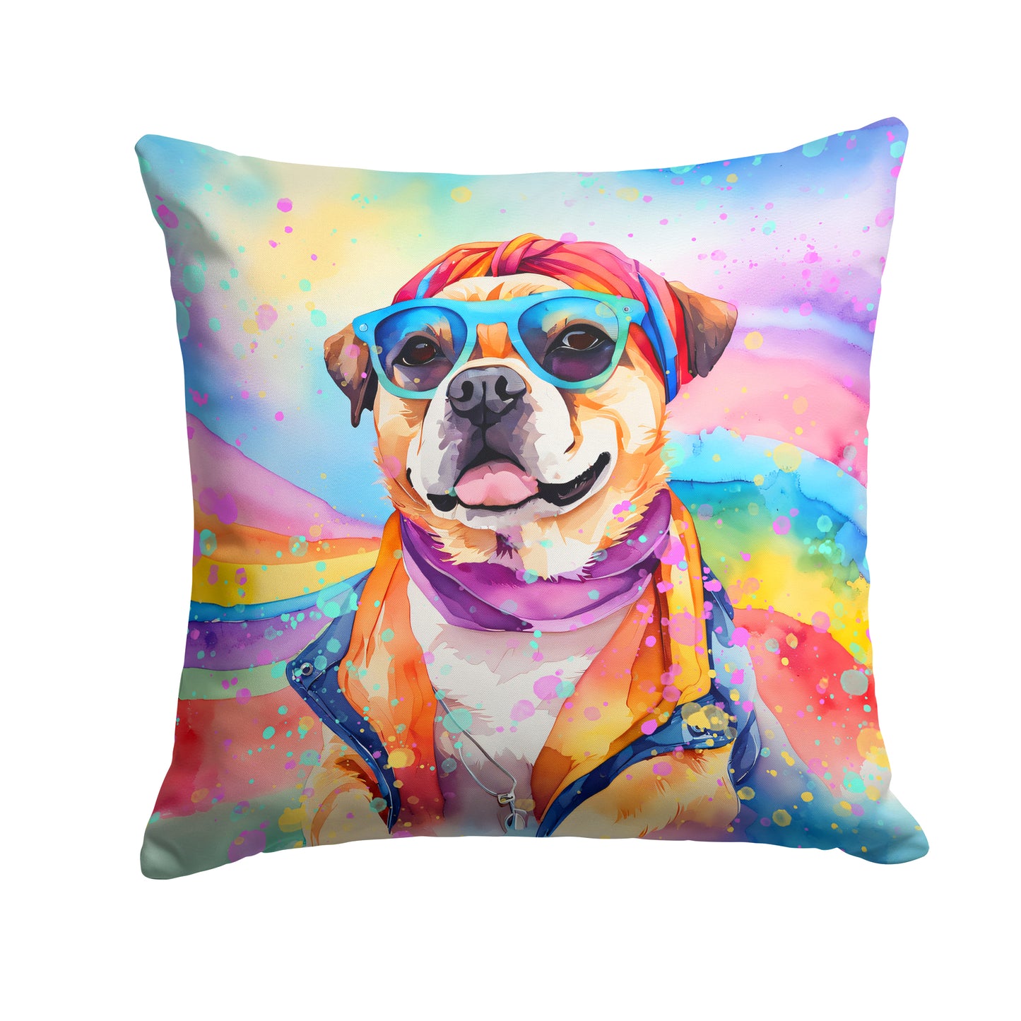 Buy this Pug Hippie Dawg Throw Pillow