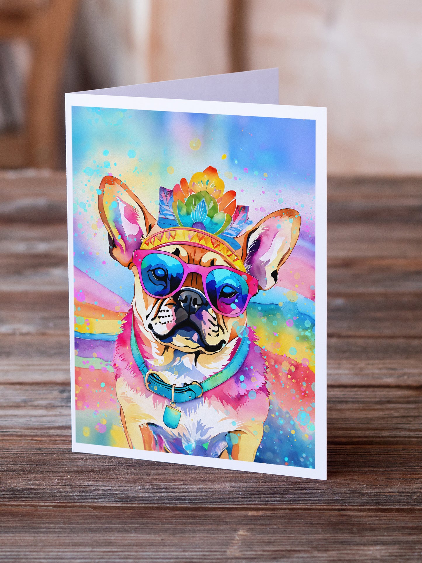 Pug Hippie Dawg Greeting Cards Pack of 8