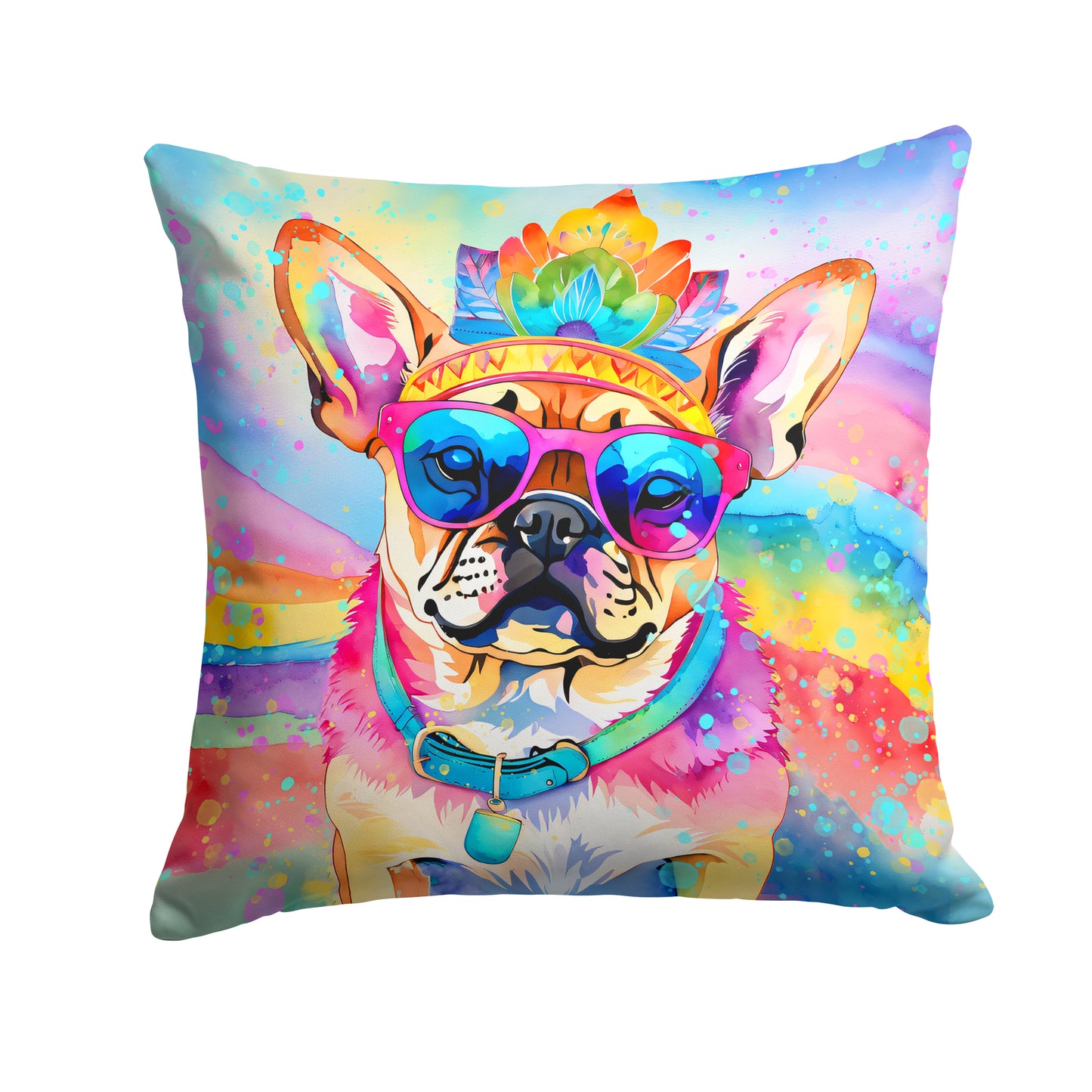 Buy this Pug Hippie Dawg Throw Pillow