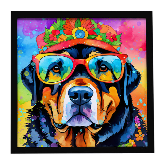 Buy this Rottweiler Hippie Dawg Framed Metal Print