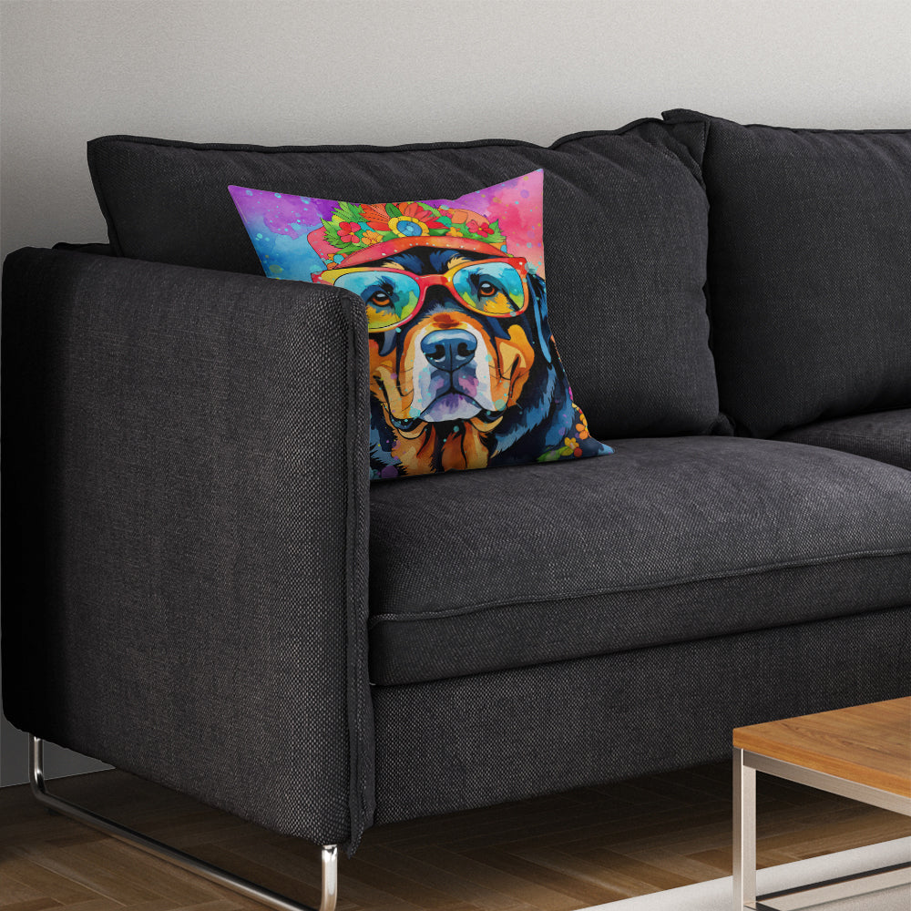 Rottweiler Hippie Dawg Throw Pillow