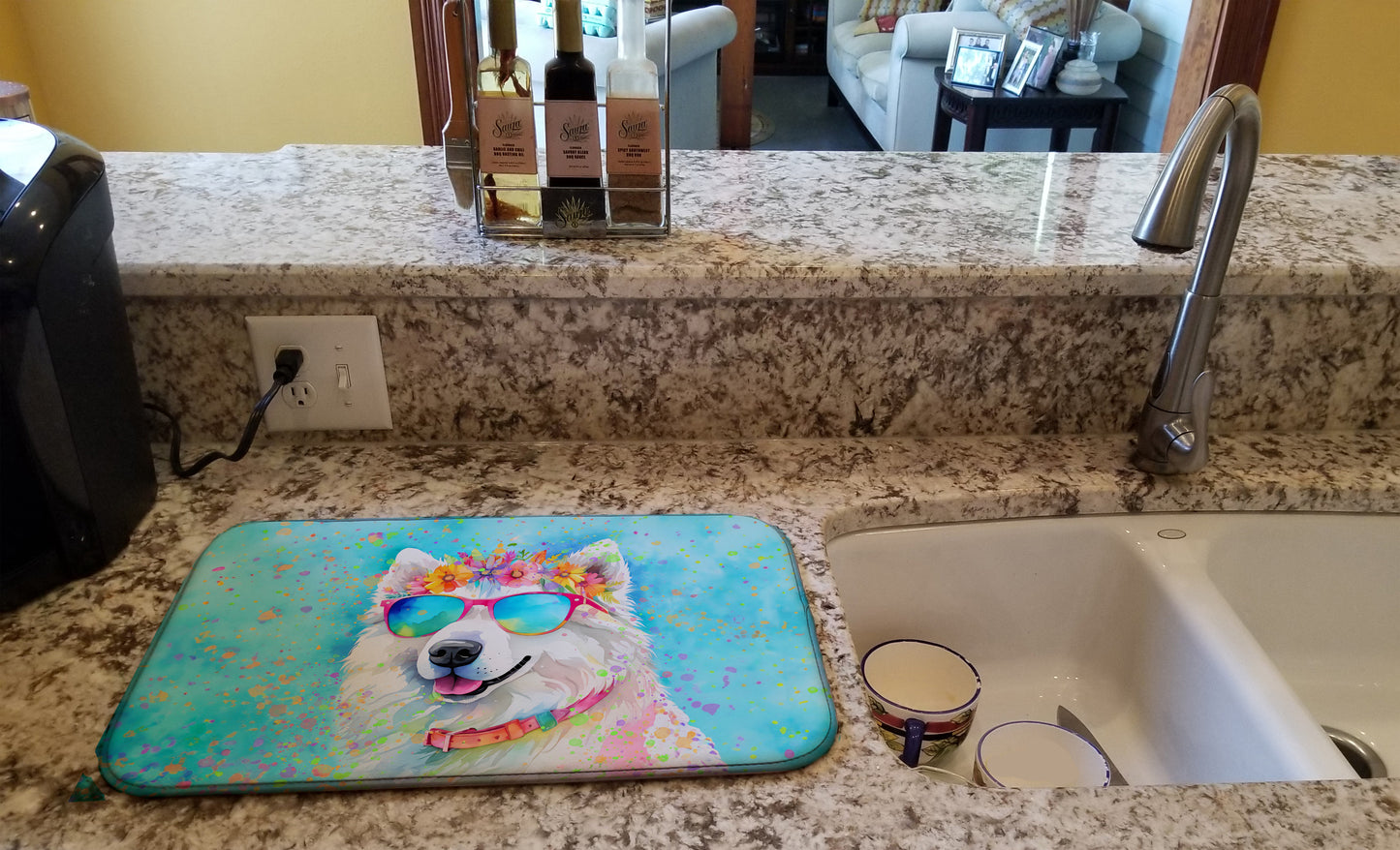 Samoyed Hippie Dawg Dish Drying Mat