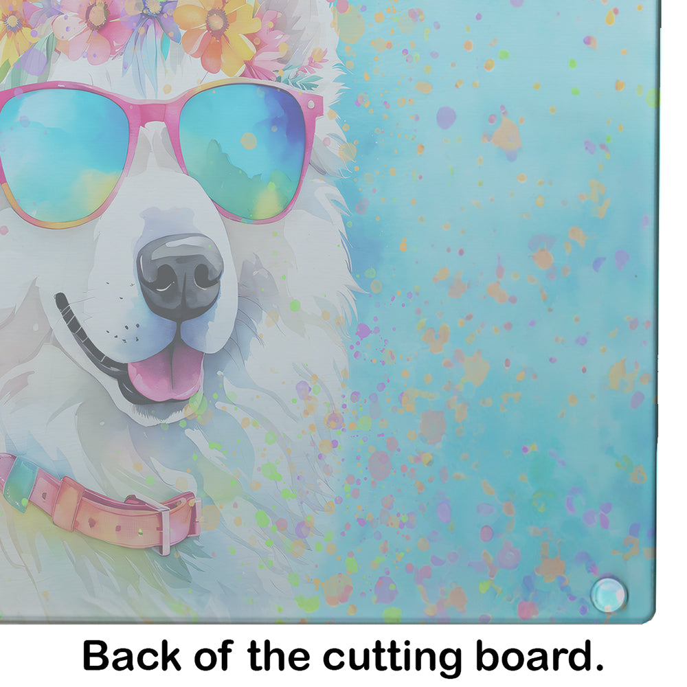 Samoyed Hippie Dawg Glass Cutting Board