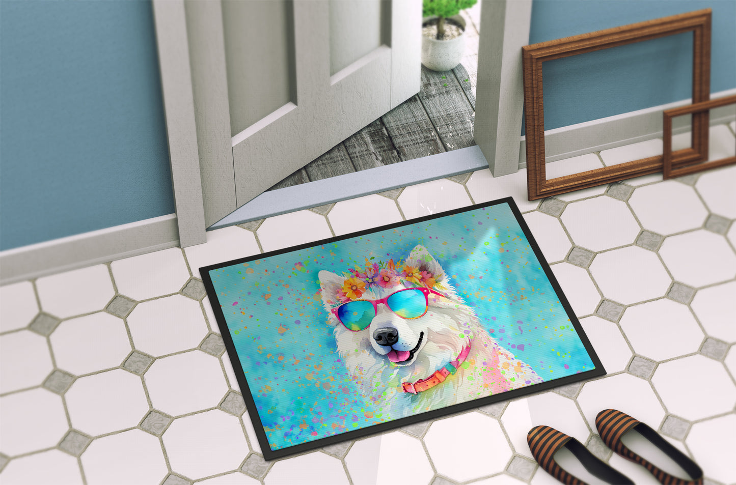 Samoyed Hippie Dawg Doormat