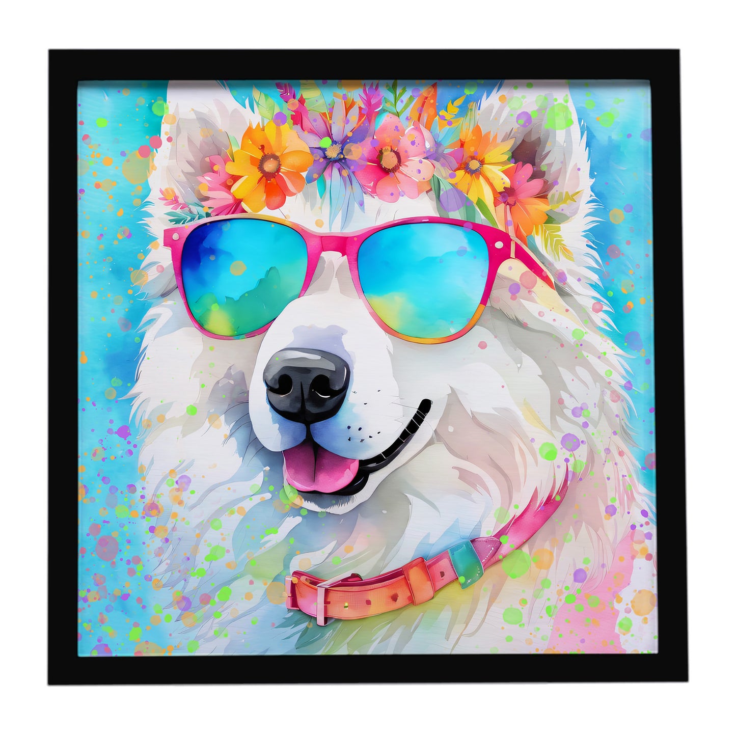 Buy this Samoyed Hippie Dawg Framed Metal Print