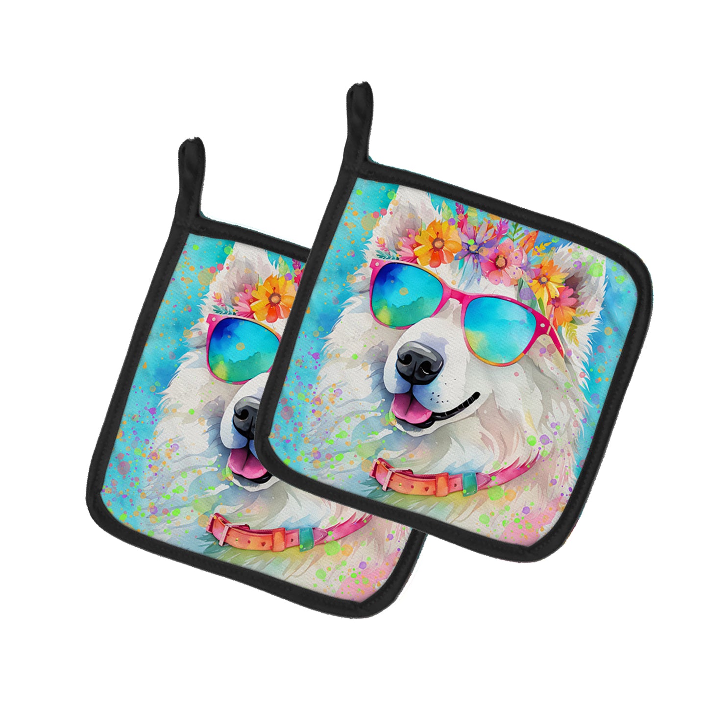 Buy this Samoyed Hippie Dawg Pair of Pot Holders