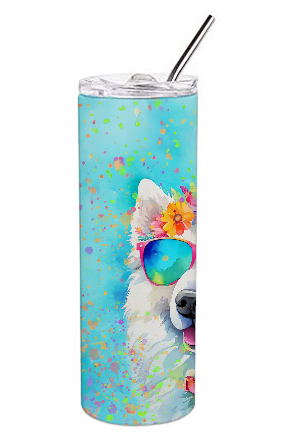 Samoyed Hippie Dawg Stainless Steel Skinny Tumbler