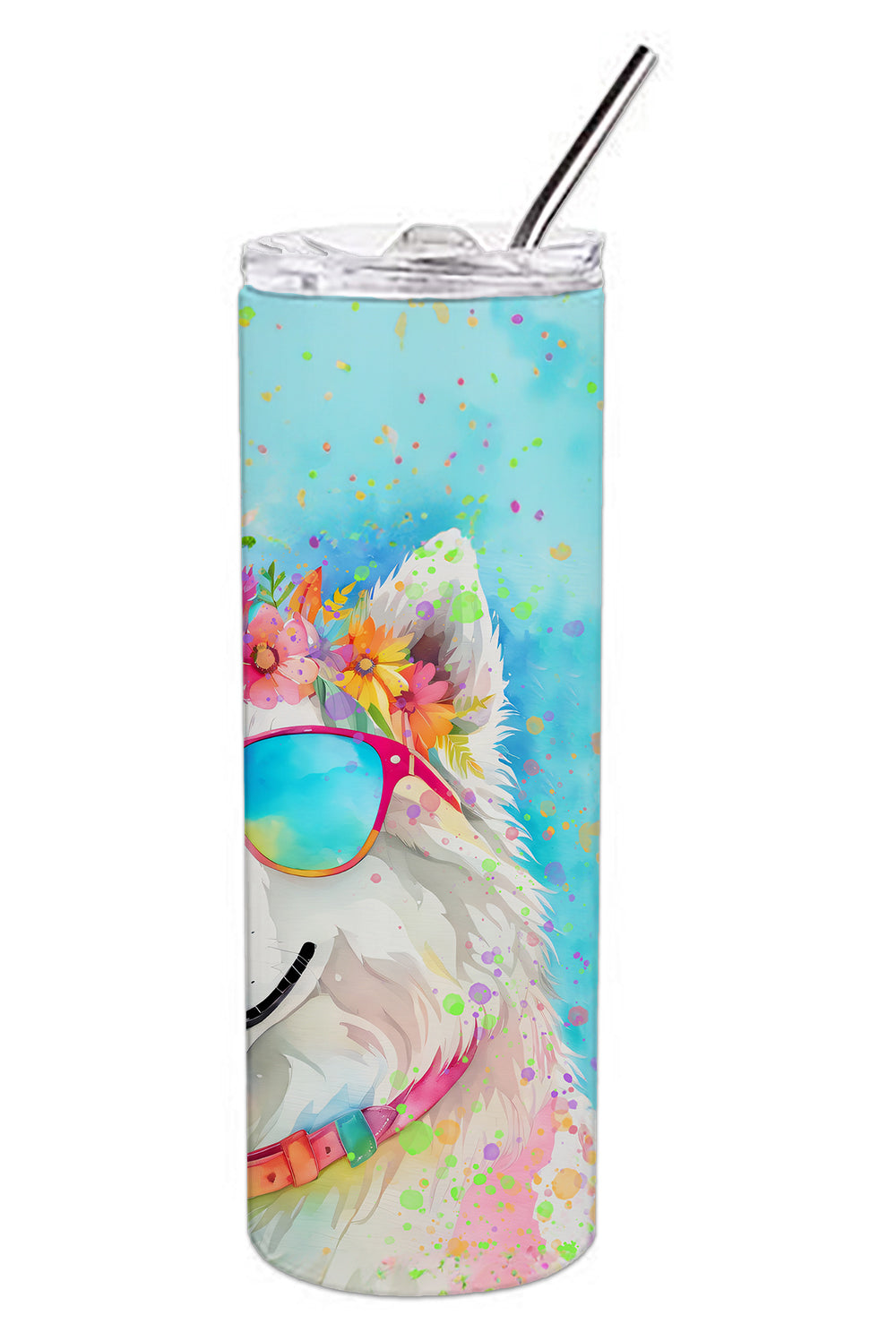 Samoyed Hippie Dawg Stainless Steel Skinny Tumbler