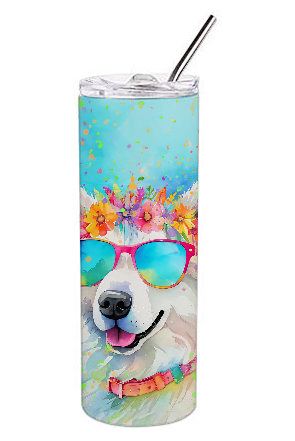 Samoyed Hippie Dawg Stainless Steel Skinny Tumbler