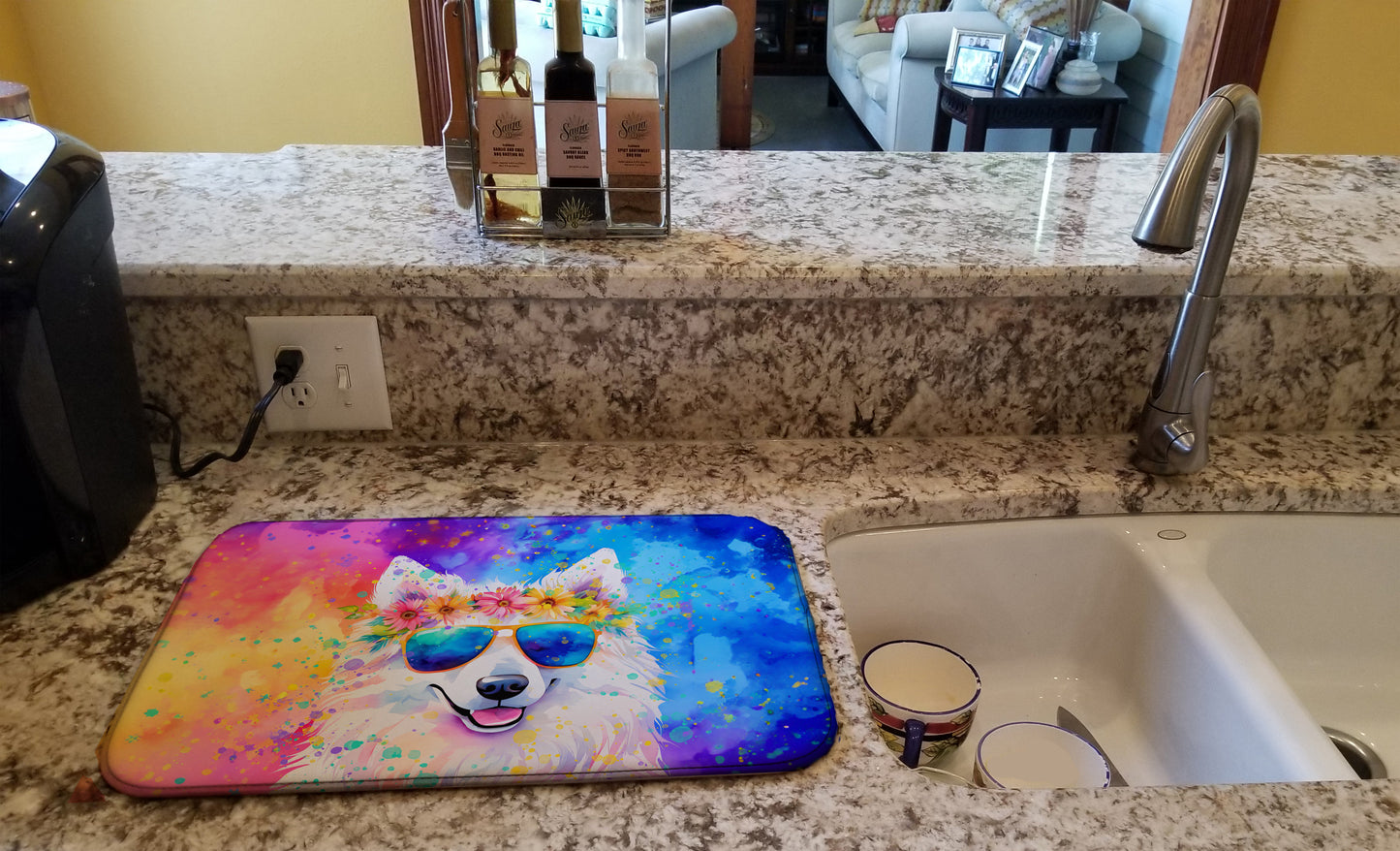 Samoyed Hippie Dawg Dish Drying Mat