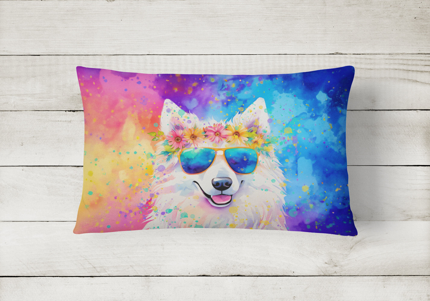 Samoyed Hippie Dawg Throw Pillow