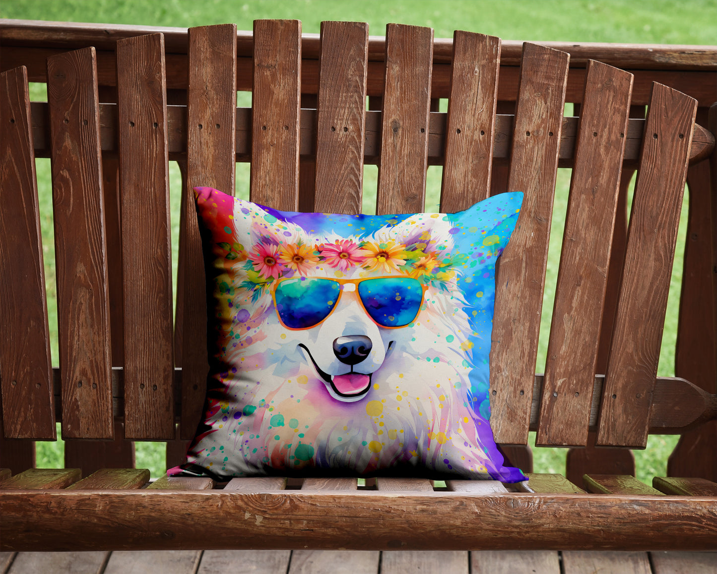 Samoyed Hippie Dawg Throw Pillow