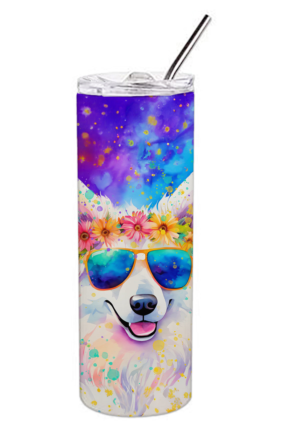 Samoyed Hippie Dawg Stainless Steel Skinny Tumbler