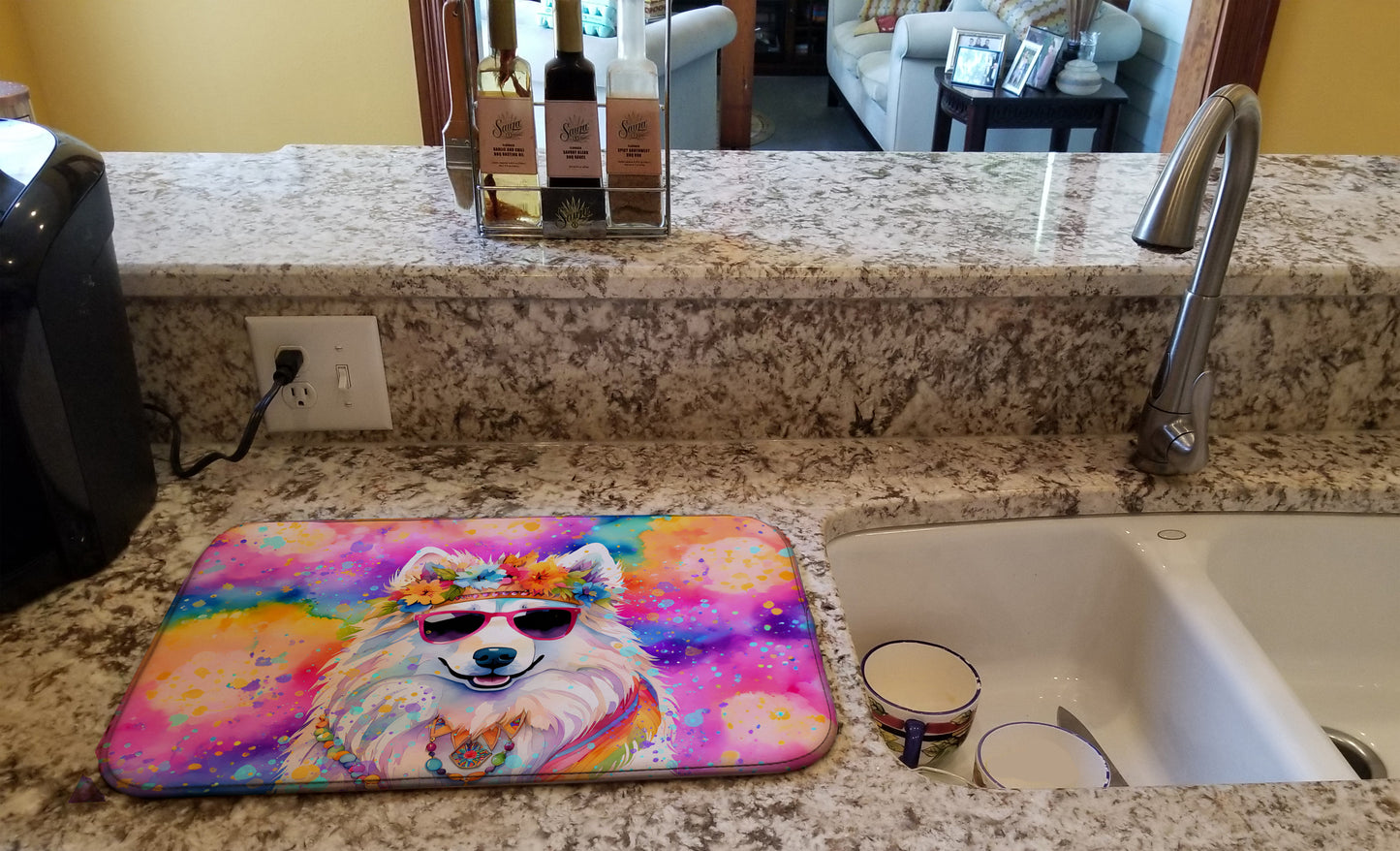 Samoyed Hippie Dawg Dish Drying Mat