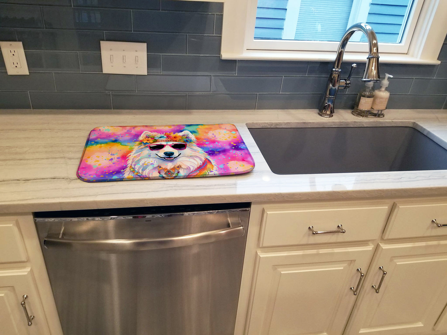 Samoyed Hippie Dawg Dish Drying Mat