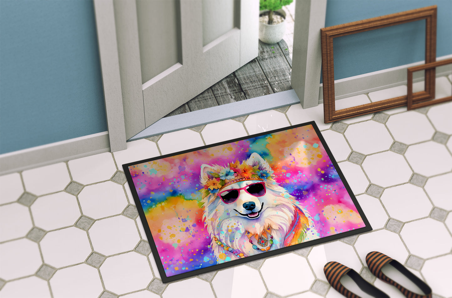 Samoyed Hippie Dawg Doormat