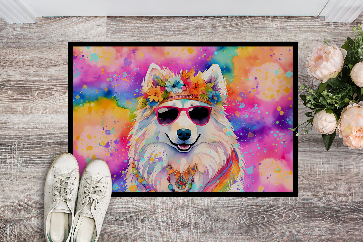 Samoyed Hippie Dawg Doormat