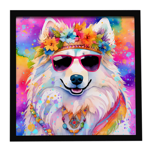 Buy this Samoyed Hippie Dawg Framed Metal Print