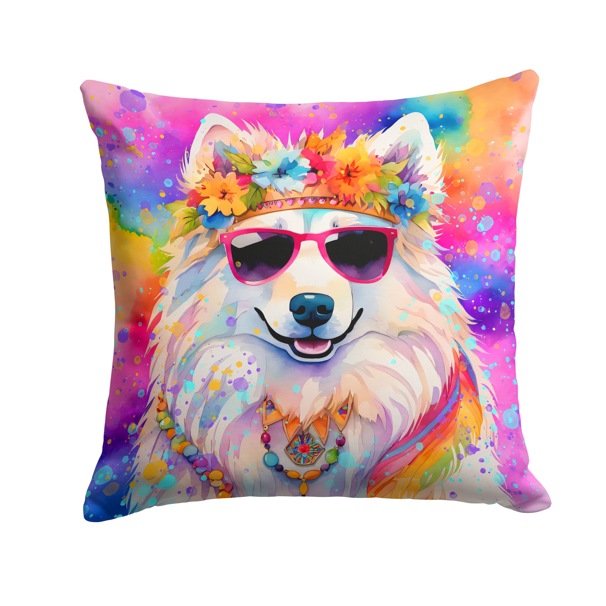 Buy this Samoyed Hippie Dawg Throw Pillow