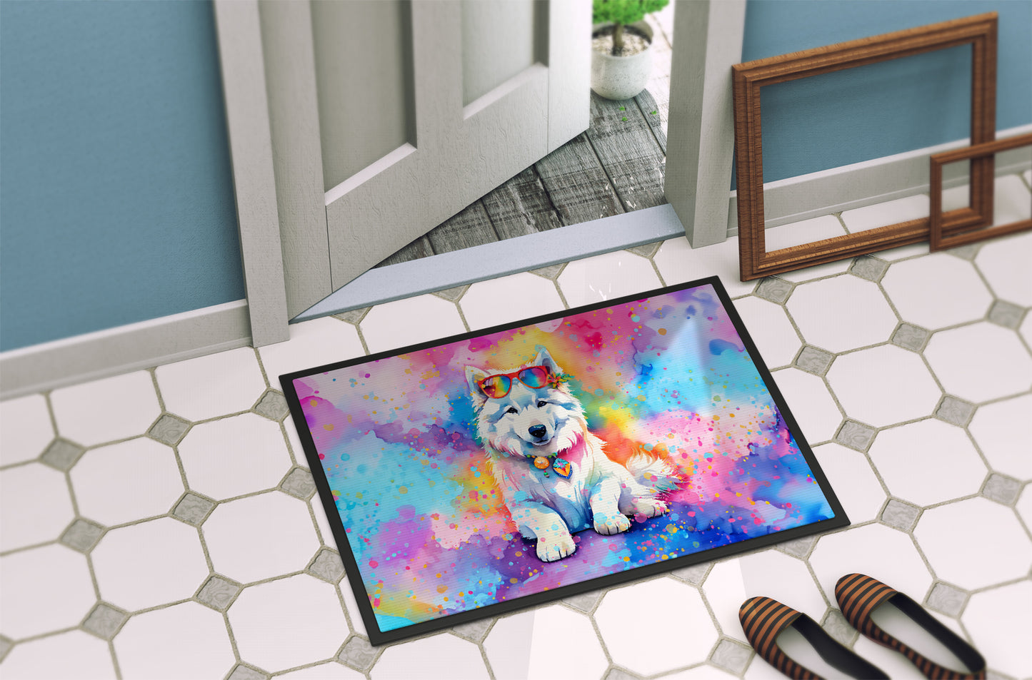 Samoyed Hippie Dawg Doormat