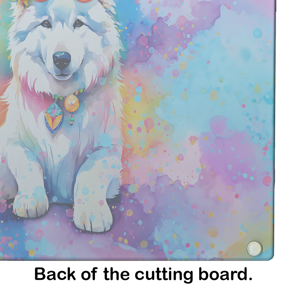 Samoyed Hippie Dawg Glass Cutting Board