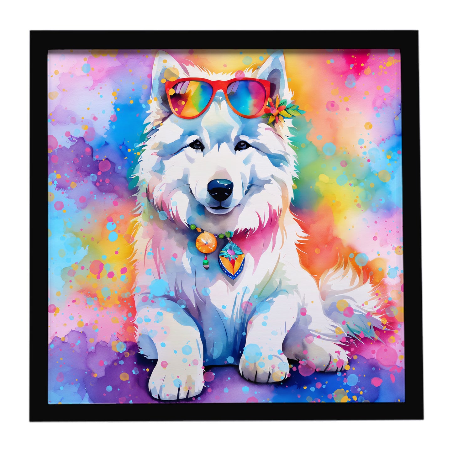 Buy this Samoyed Hippie Dawg Framed Metal Print