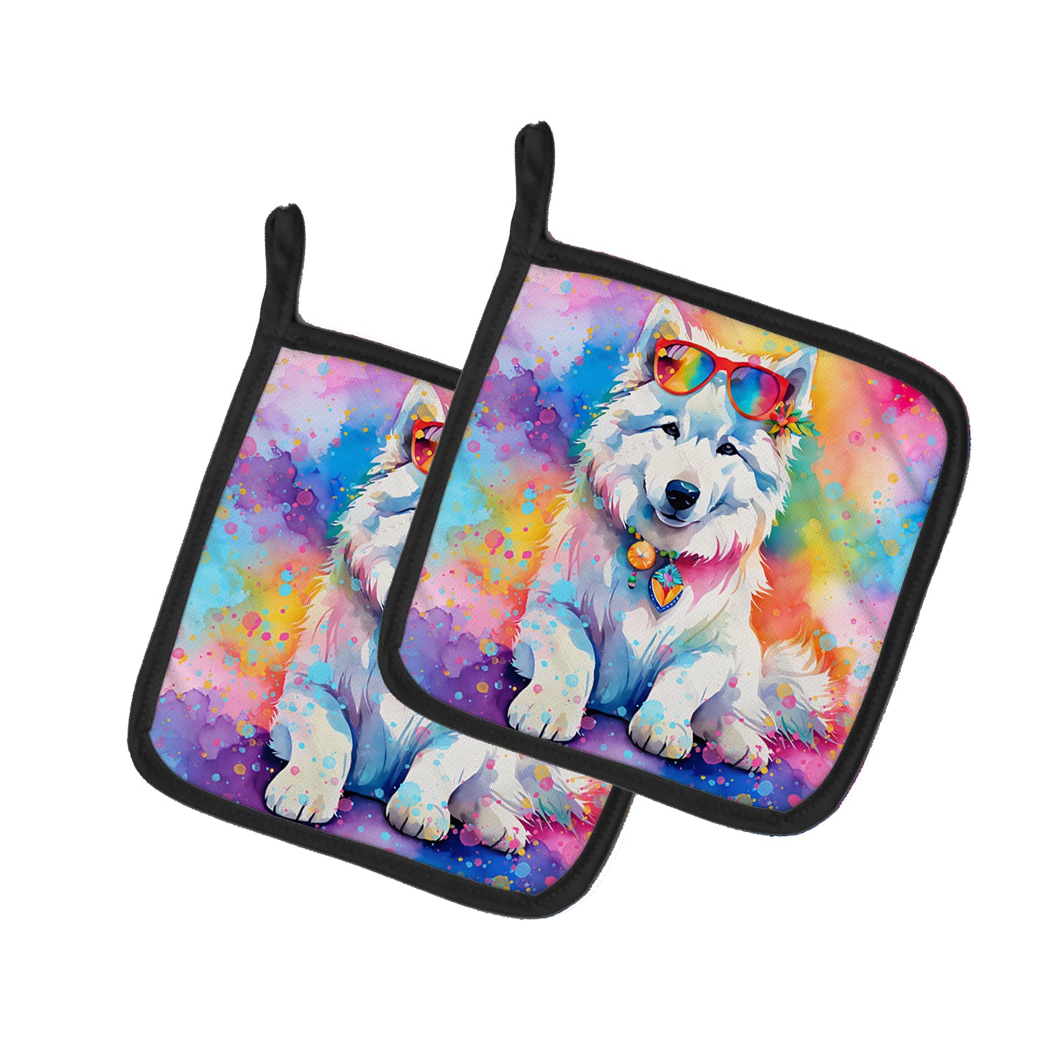 Buy this Samoyed Hippie Dawg Pair of Pot Holders