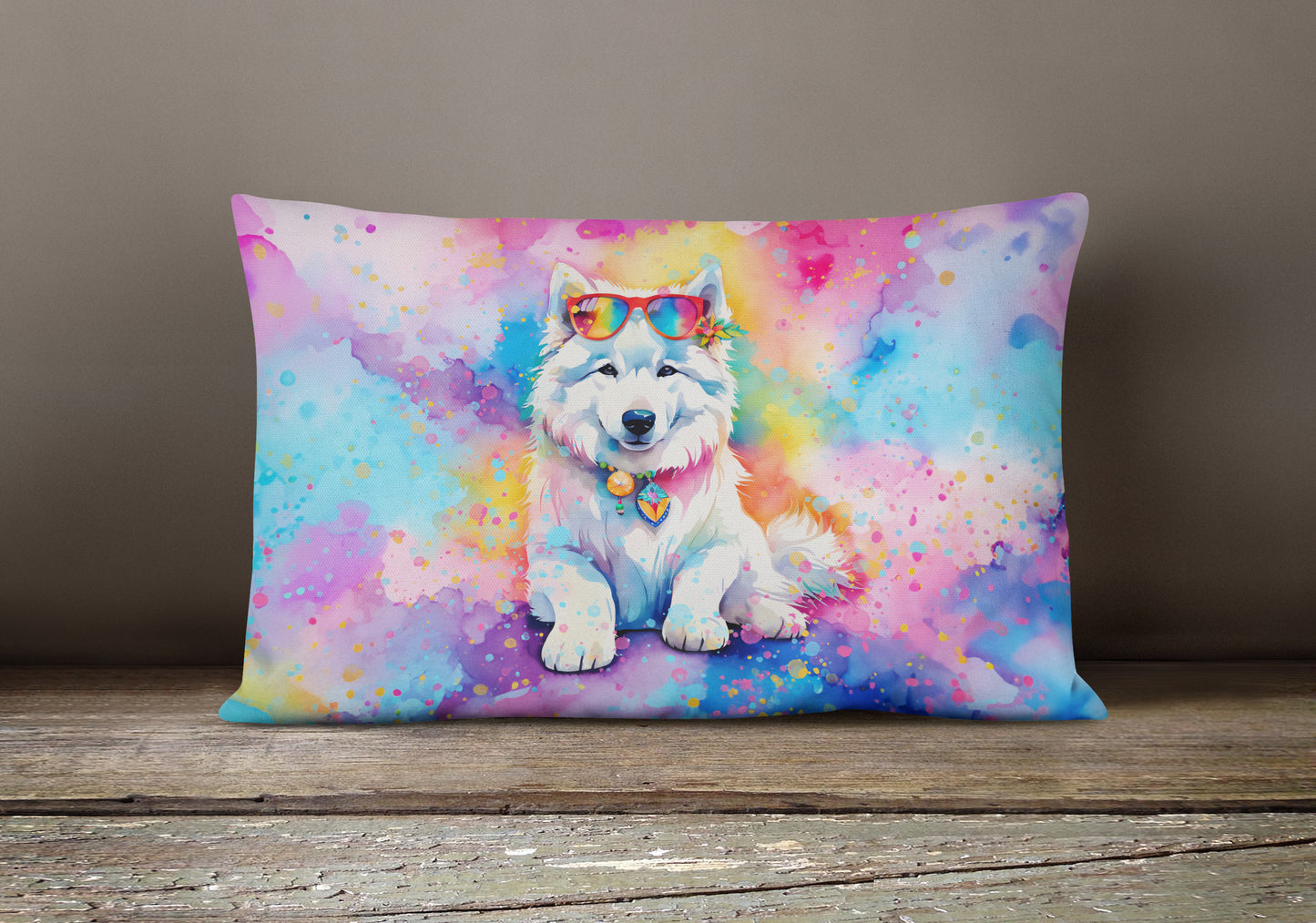 Samoyed Hippie Dawg Throw Pillow