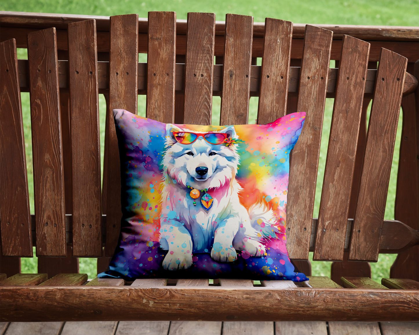 Samoyed Hippie Dawg Throw Pillow