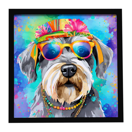 Buy this Schnauzer Hippie Dawg Framed Metal Print