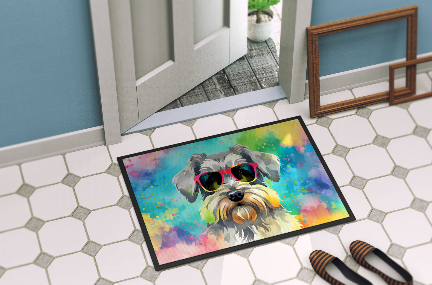 Schnauzer Hippie Dawg Doormat