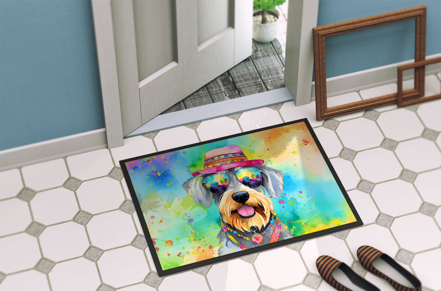 Schnauzer Hippie Dawg Doormat