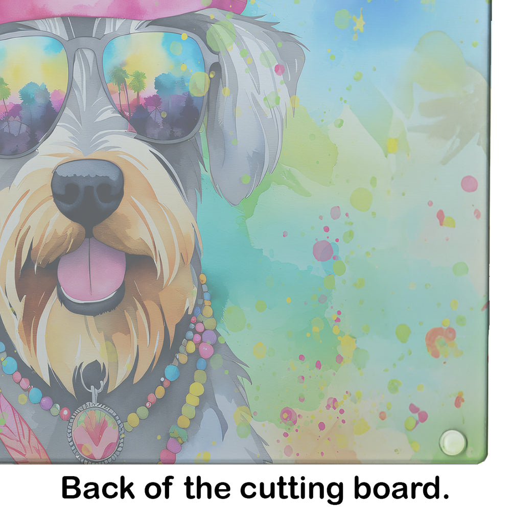 Schnauzer Hippie Dawg Glass Cutting Board