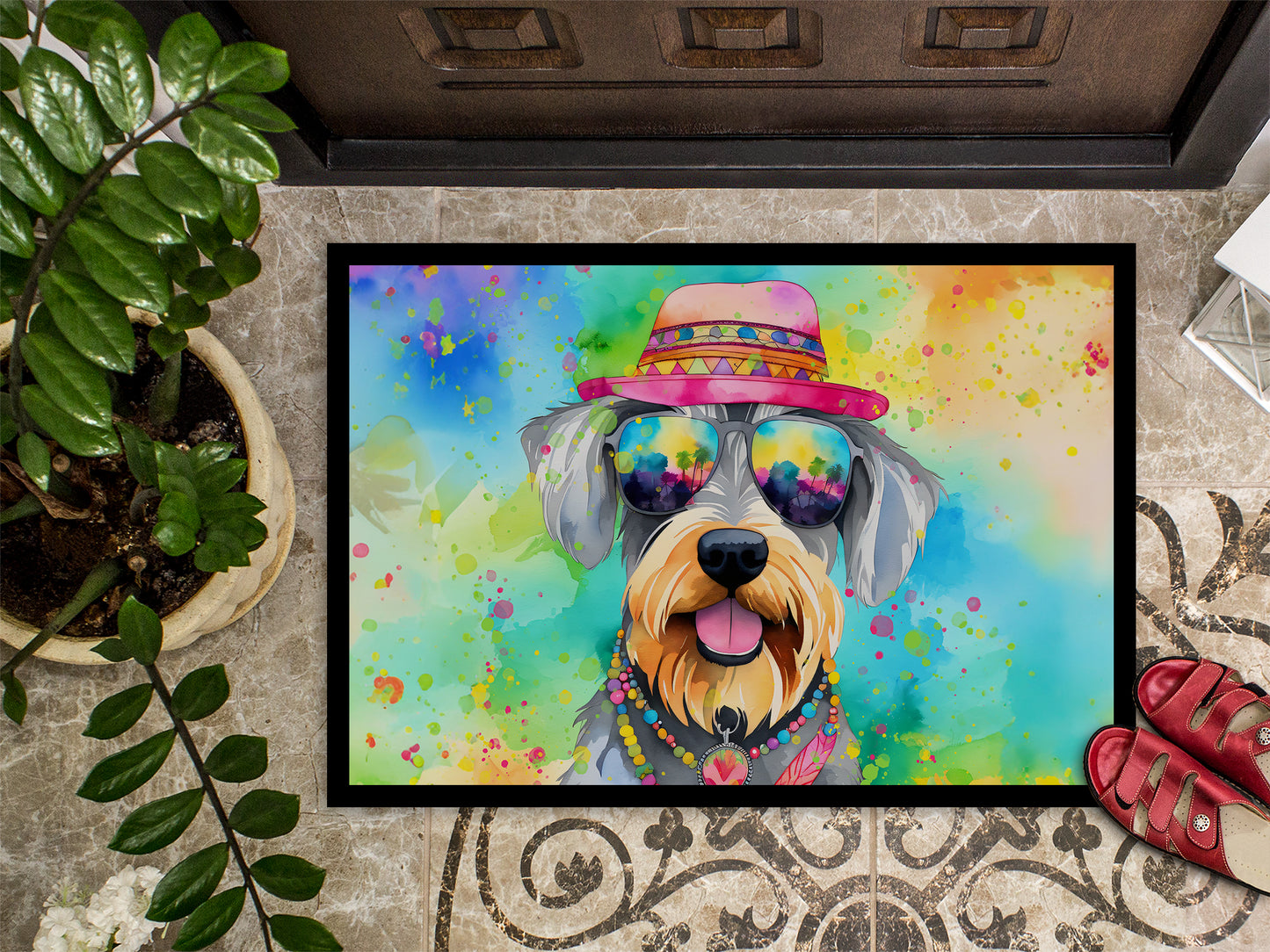 Schnauzer Hippie Dawg Doormat