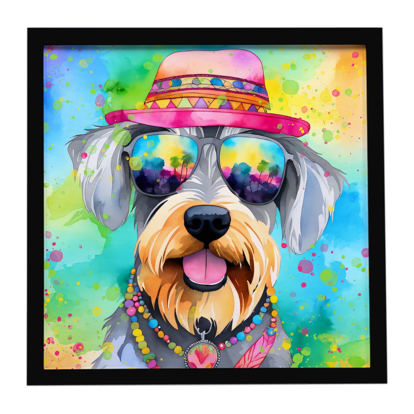 Buy this Schnauzer Hippie Dawg Framed Metal Print