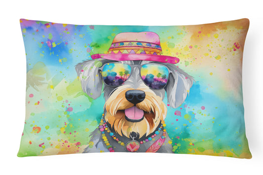 Buy this Schnauzer Hippie Dawg Throw Pillow