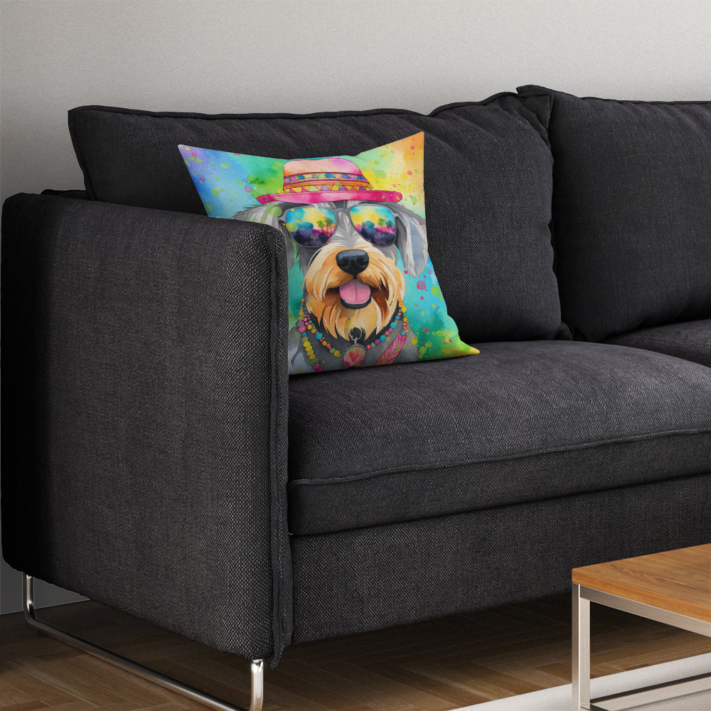 Schnauzer Hippie Dawg Throw Pillow