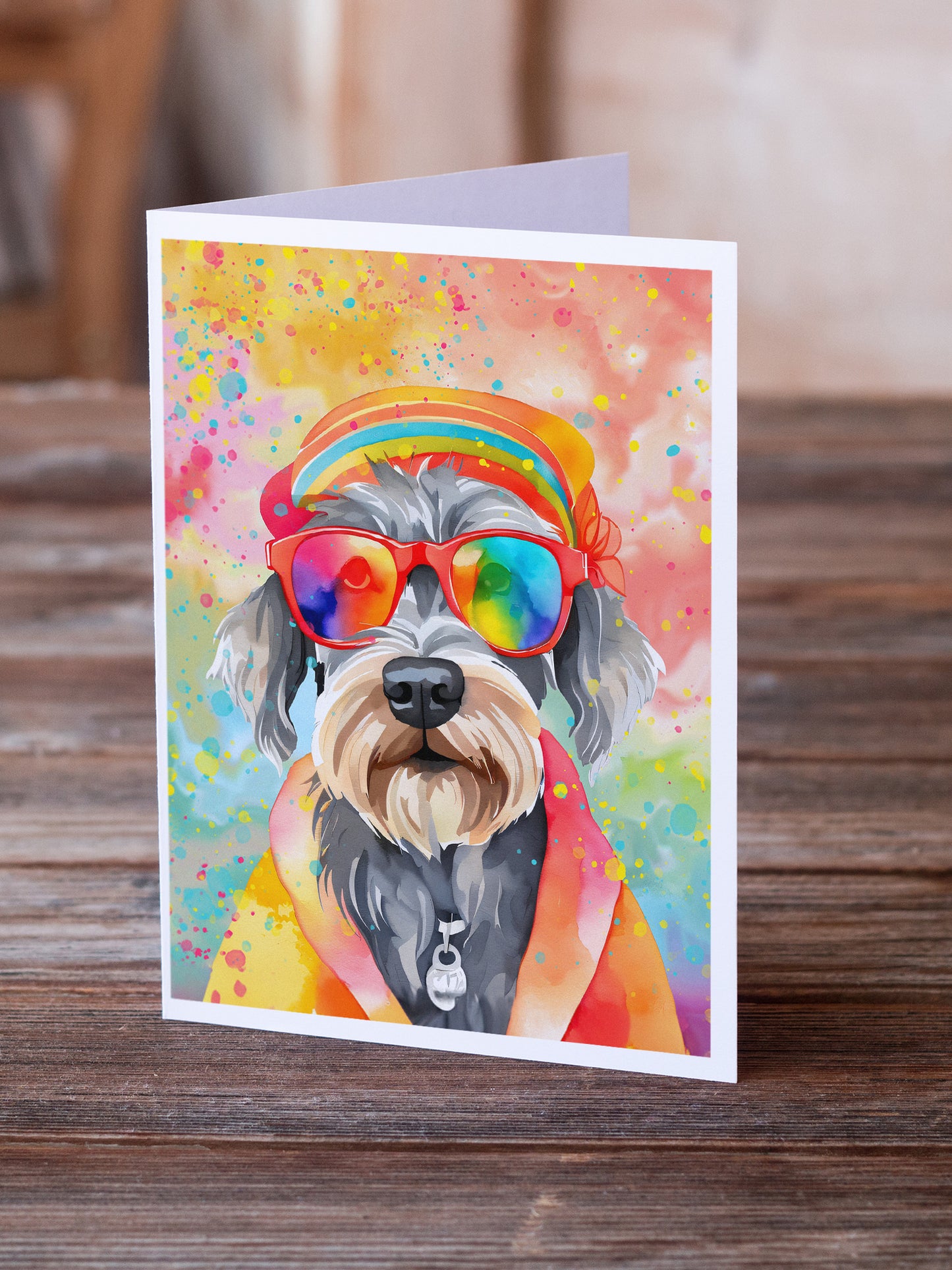 Schnauzer Hippie Dawg Greeting Cards Pack of 8