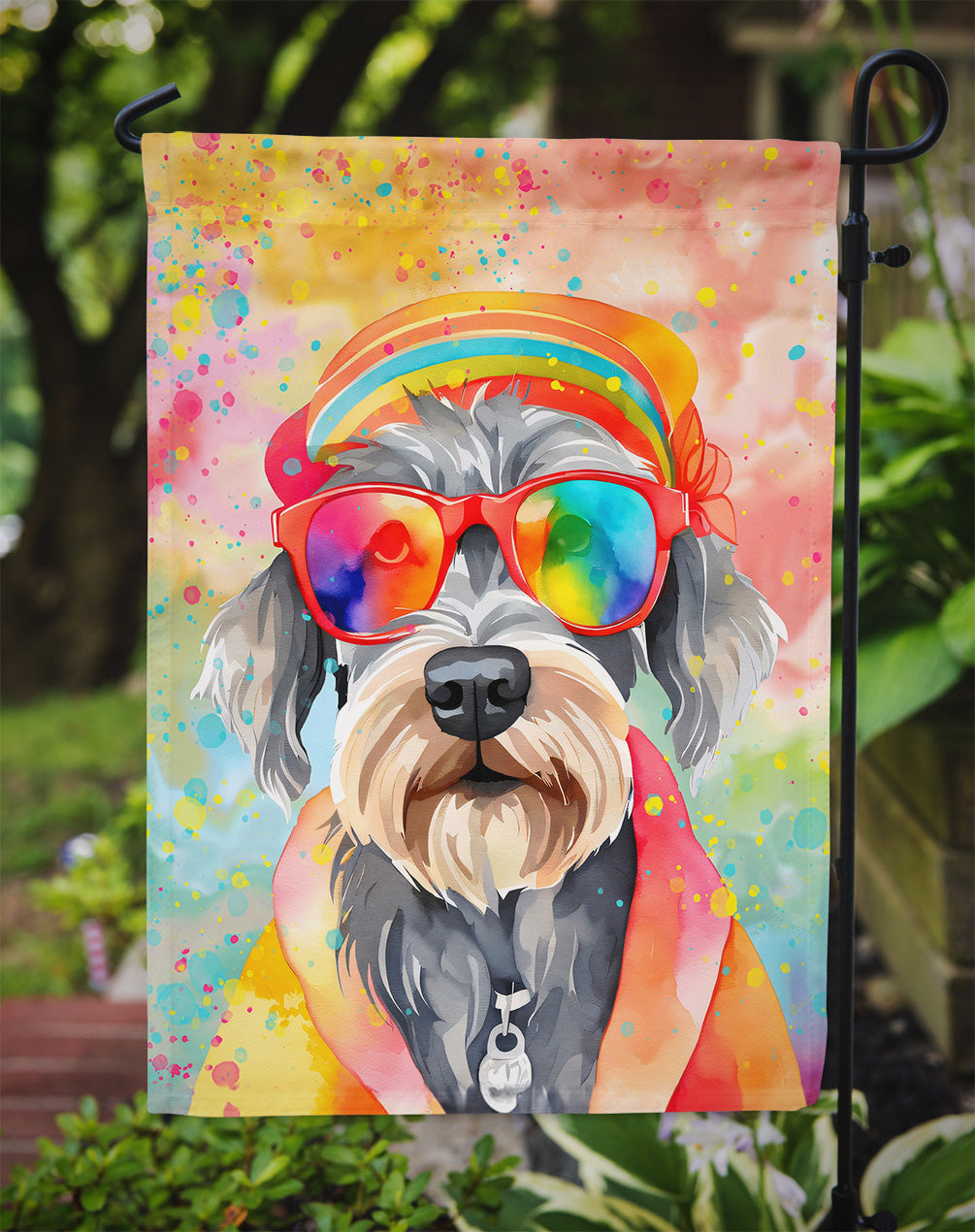 Schnauzer Hippie Dawg Garden Flag