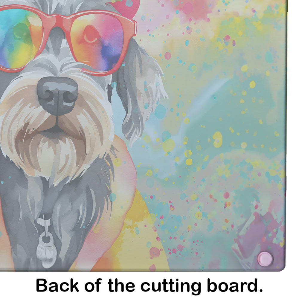 Schnauzer Hippie Dawg Glass Cutting Board