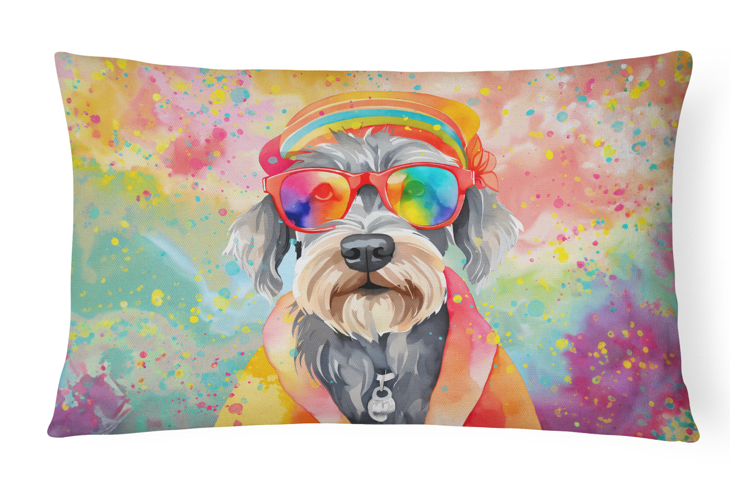 Buy this Schnauzer Hippie Dawg Throw Pillow